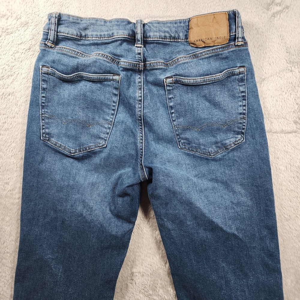 American Eagle Pants Mens 32x32 (Fits 30x30) Blue Original Bootcut Denim Stretch - Picture 11 of 13